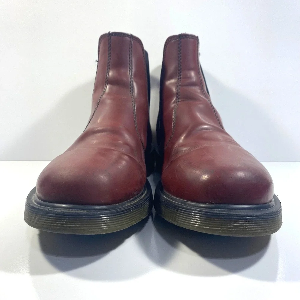 Dr. Martens Mens Size 10 Cherry Red Leather Chelsea Boots Slip-On 2976
